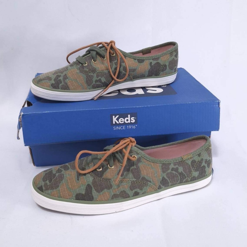 Keds Camouflage Canvas Sneakers Women's Sz 7 Lace Up Low Top Shoes WF55604M‎ NIB